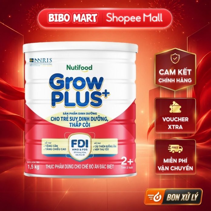 Sữa GrowPLUS+ Đỏ Hỗ Trợ Tăng Cân Tiêu Hóa Tốt Đề Kháng Khỏe Phát Triển Não Bộ Lon 1.5kg Cho Bé - Bibomart