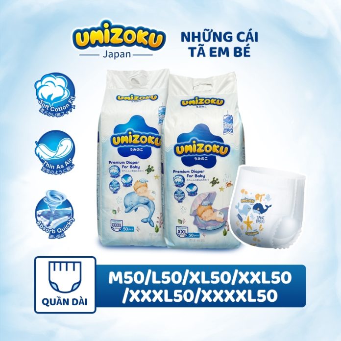 Tã Quần UMIZOKU Chính Hãng Nhật Bản M-4XL 50 Miếng Mềm Nhẹ Thoáng Khí Tã Quần UMIZOKU Chính Hãng Nhật Bản M-4XL 50 Miếng Mềm Nhẹ Thoáng Khí
