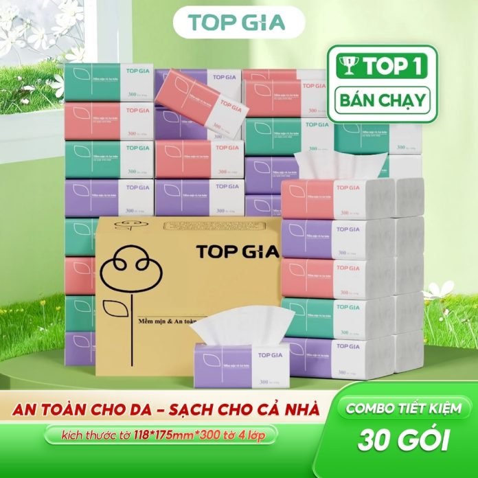 Giấy ăn rút Top Gia, thùng 30 gói/16 gói 4 lớp cao cấp tiện lợi Giấy ăn rút Top Gia, thùng 30 gói/16 gói 4 lớp cao cấp tiện lợi