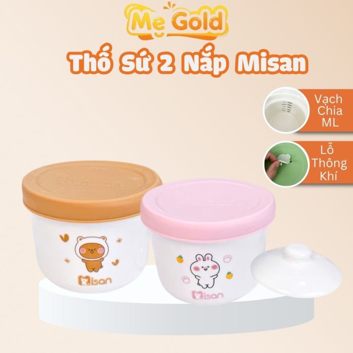 Hũ sứ ăn dặm Misan có vạch chia ml kèm 2 nắp bảo quản, Thố sứ ăn dặm chưng yến cho bé dung tích 250ml Hũ sứ ăn dặm Misan có vạch chia ml kèm 2 nắp bảo quản, Thố sứ ăn dặm chưng yến cho bé dung tích 250ml