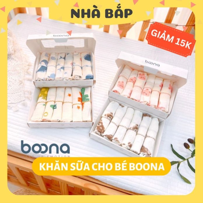 Khăn sữa cho bé Boona vải muslin cao cấp, khăn xô sữa cho bé sơ sinh, set 6 khăn 30 x 30 cm -Nhà Bắp Khăn sữa cho bé Boona vải muslin cao cấp, khăn xô sữa cho bé sơ sinh, set 6 khăn 30 x 30 cm -Nhà Bắp