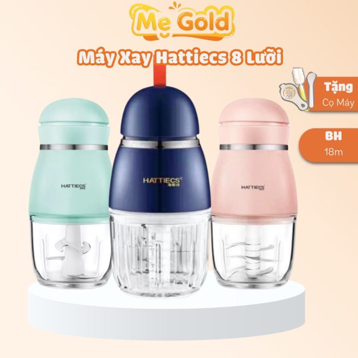 Máy xay ăn dặm cho bé Hattiecs 8 lưỡi dao dung tích 0,3L máy xay hattiecs xay đồ ăn dặm cho bé, đồ dùng ăn dặm cho bé