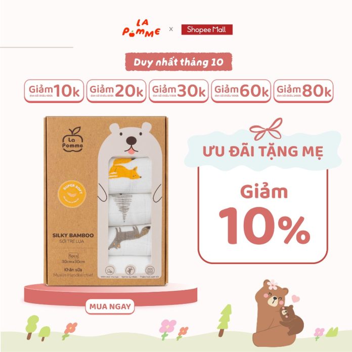 Set 5 Khăn sữa sợi tre lụa La Pomme (30x30) Set 5 Khăn sữa sợi tre lụa La Pomme (30x30)