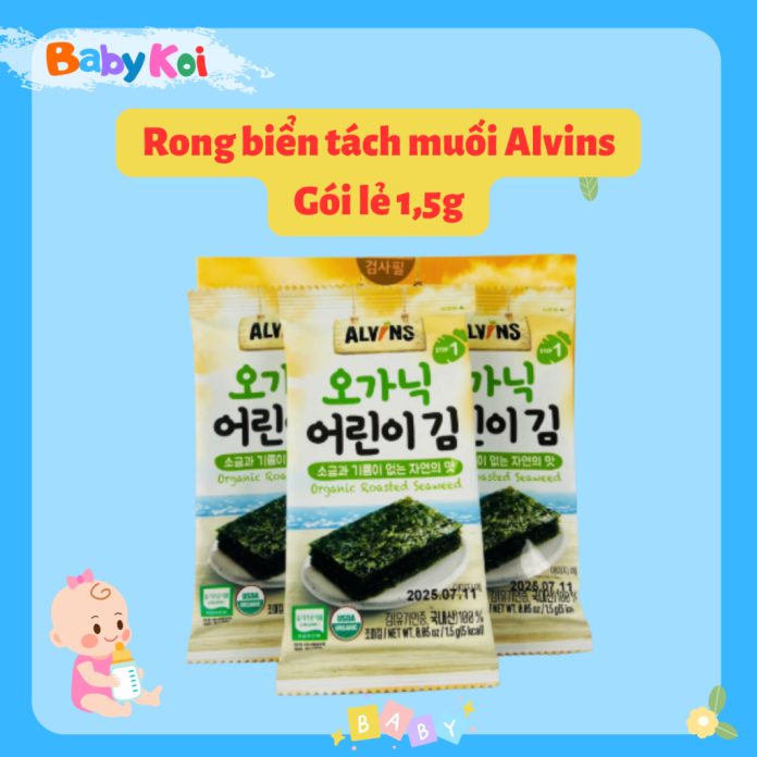 TÁCH LẺ Rong biển hữu cơ tách muối Alvins gói 1,5G (date 02/2025) TÁCH LẺ Rong biển hữu cơ tách muối Alvins gói 1,5G (date 02/2025)