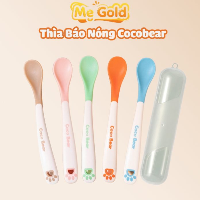 Thìa ăn dặm silicone báo nóng Cocobear cho bé ăn dặm Shopmegold1