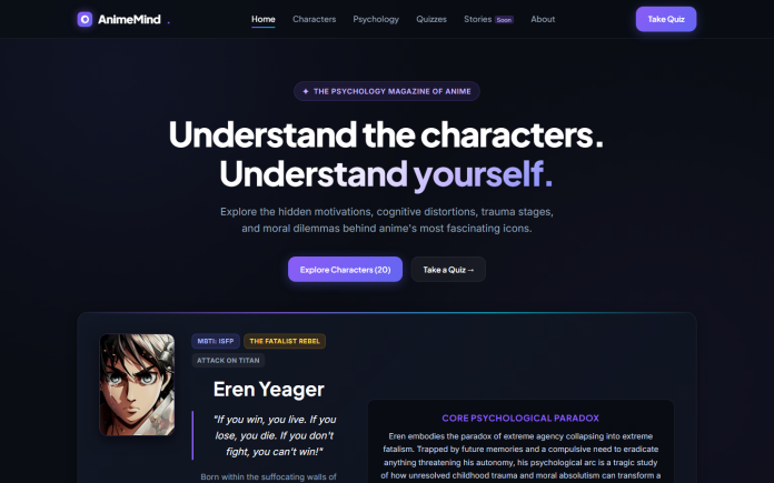 mẫu website tạp chí online - AnimeMind Magazine