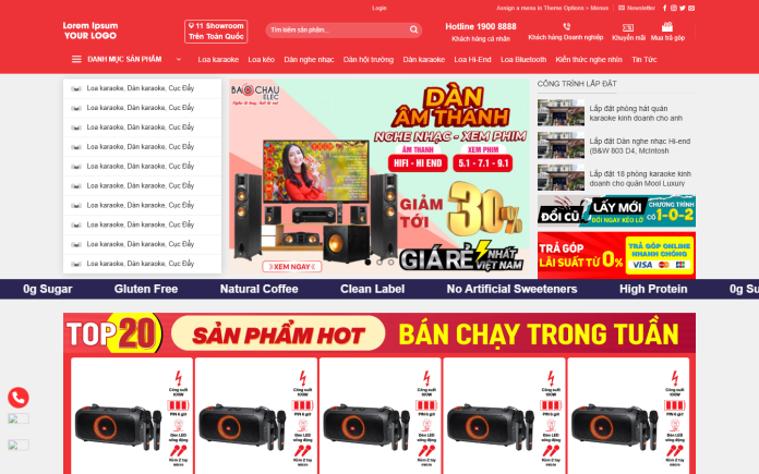 mẫu website bán thiết bị âm thanh - Audio by Longnh