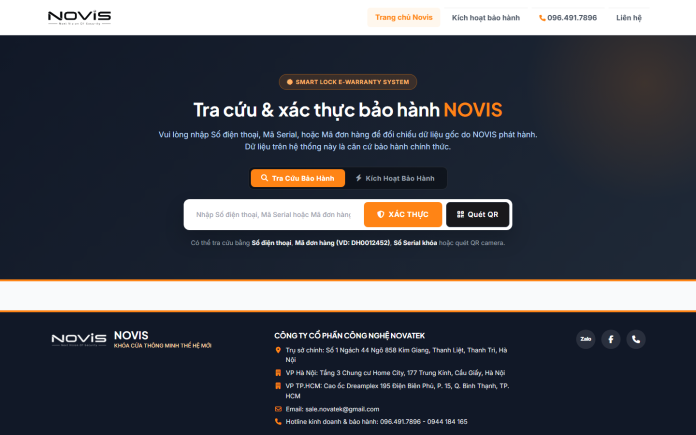 mẫu website bảo hành điện tử - Bảo Hành Điện Tử NOVIS