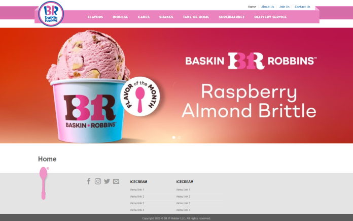 mẫu website tiệm kem - Baskin Robbins Concept