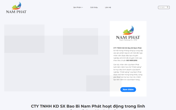 mẫu website bao bì thùng carton - Bao Bì Nam Phát