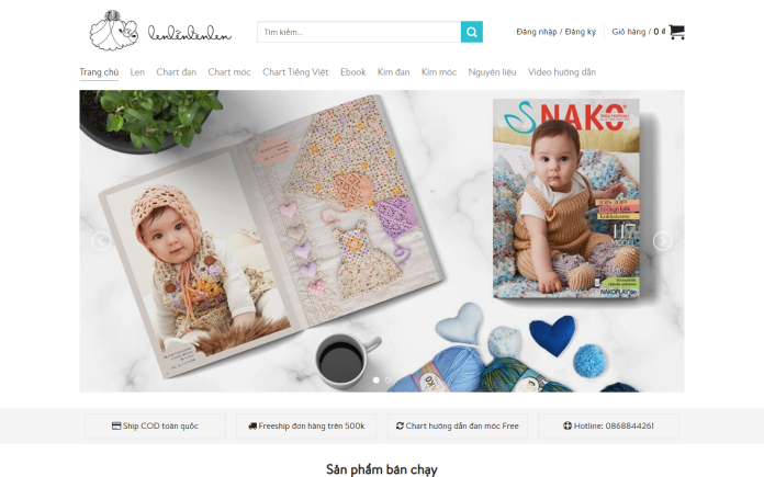 mẫu website bán đồ handmade - Len Lẻn Lèn Len