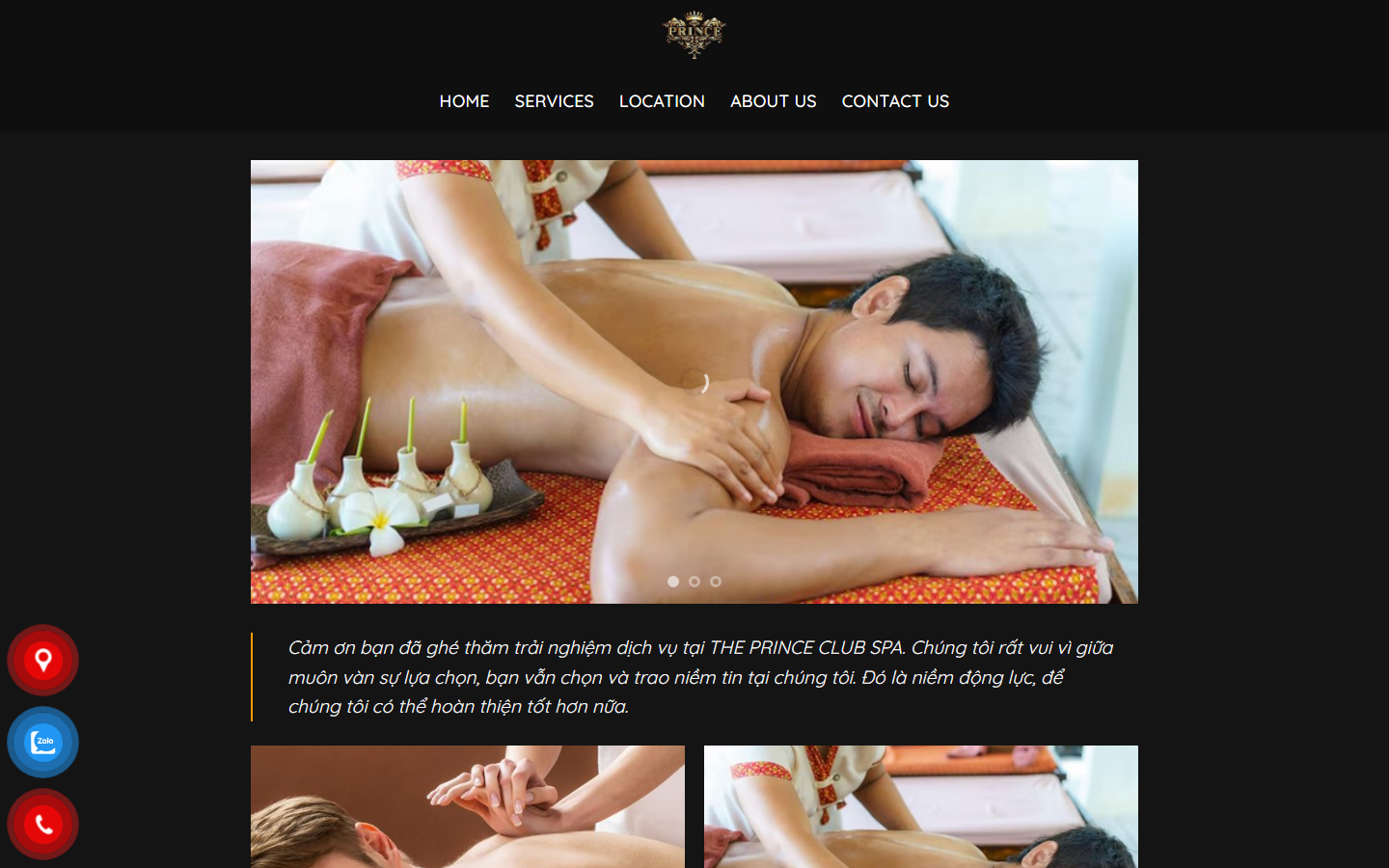 mẫu website spa làm đẹp - Giao diện mẫu website Prince Club Spa
