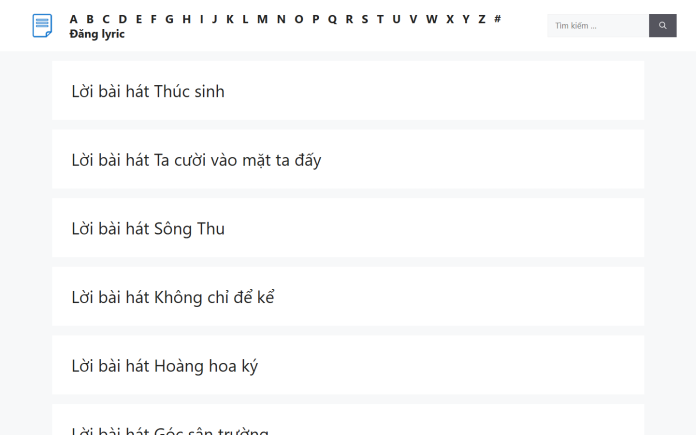 mẫu website tra cứu lời bài hát - Rap Lyrics & Hip-Hop Culture Portal
