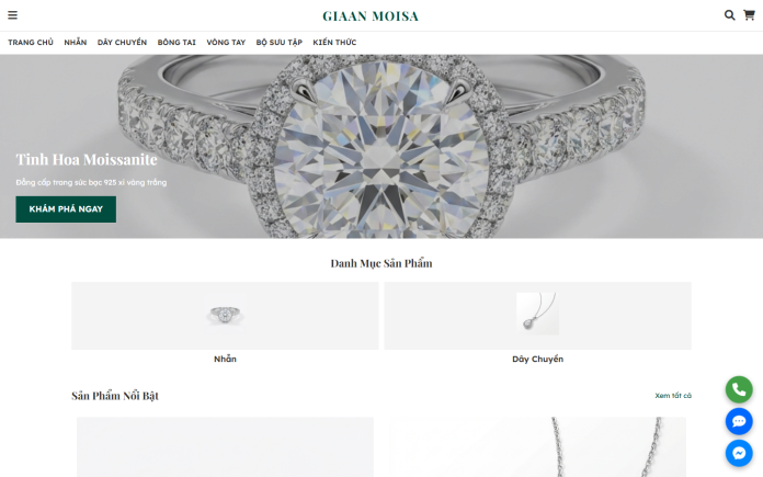 mẫu website bán trang sức - Giaan Moissanite Jewelry