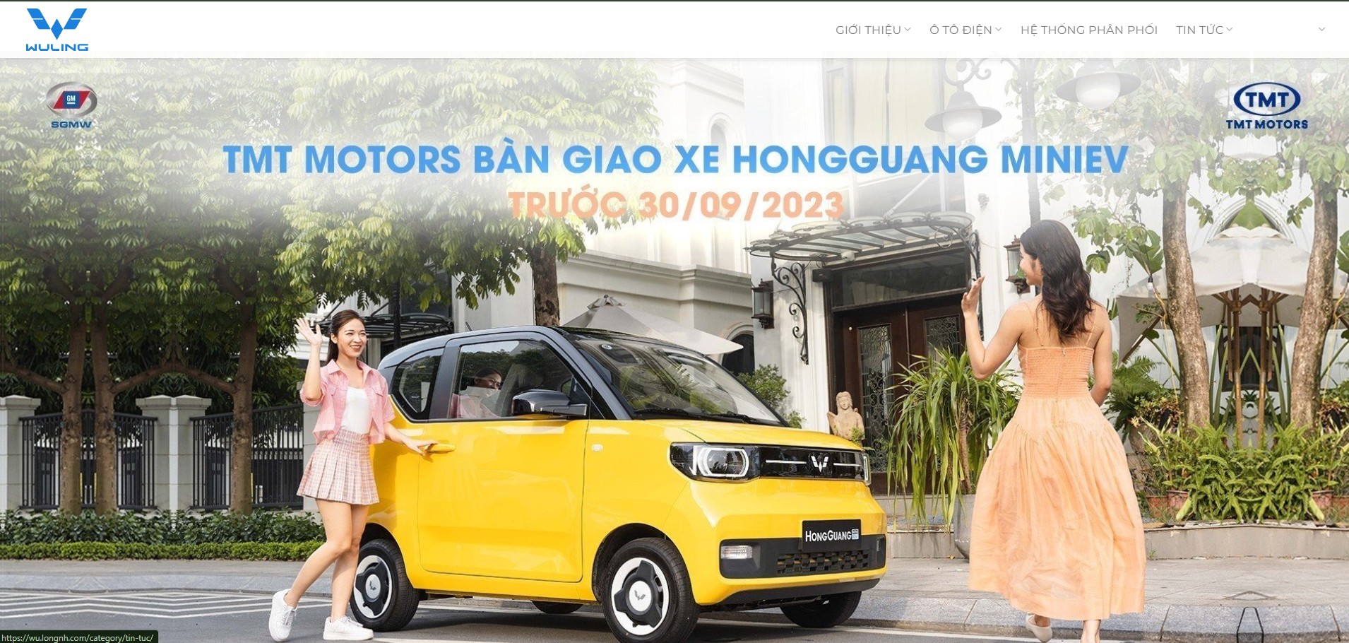Giao diện thực tế mẫu website Wuling EV Ô Tô Điện Mini ngành Đại Lý Phân Phối Ô Tô Điện Mini & Xe Điện Đô Thị Thông Minh hoạt động trực tuyến