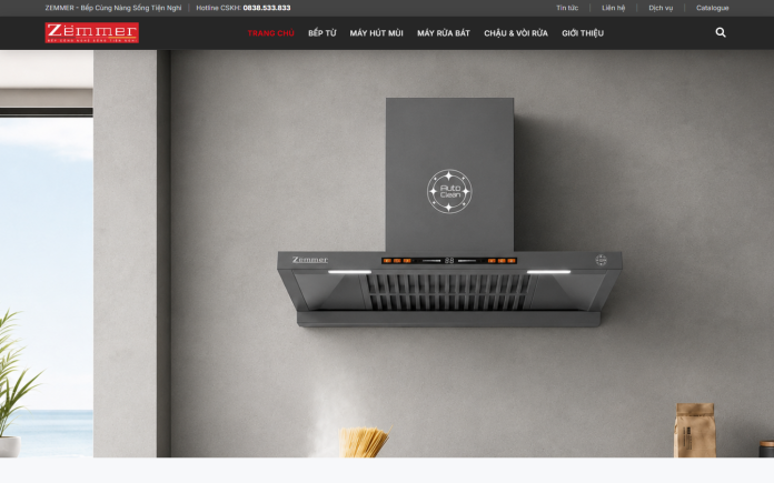 mẫu website thiết bị nhà bếp - Zemmer Việt Nam